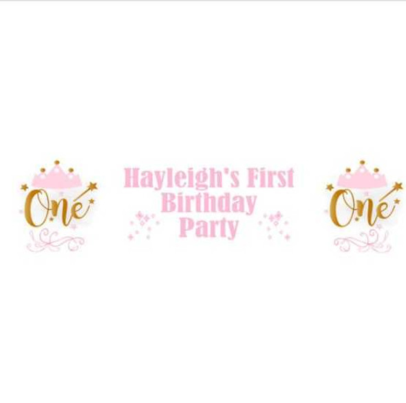 Personalised Pink & Gold 1st Birthday Banner