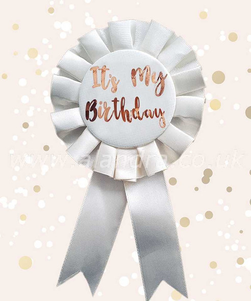 Cream & Gold Its My Birthday Rosette Badge