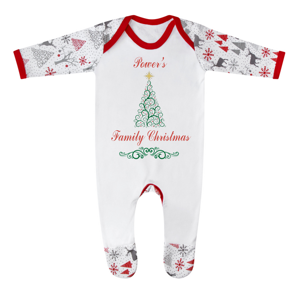 Personalised Family Name Christmas Baby Romper