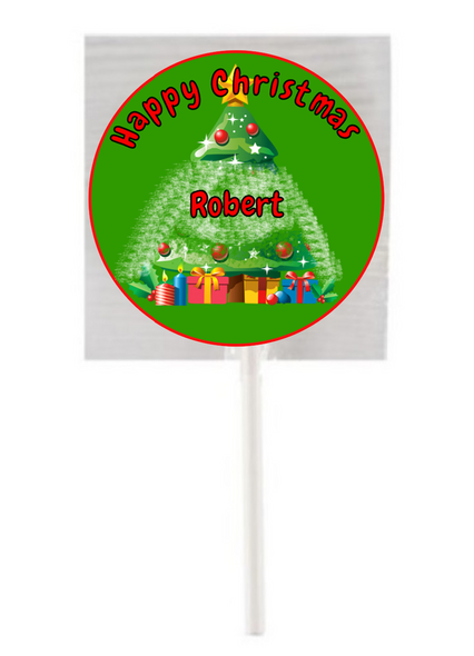 Personalised Green Christmas Tree Lollipops (15 Pack)