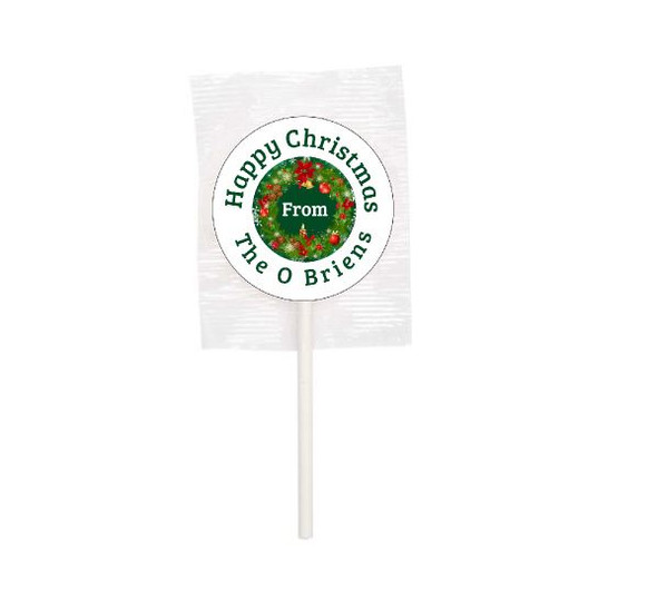 Personalised Christmas Wreath Lollipops (15 Pack)