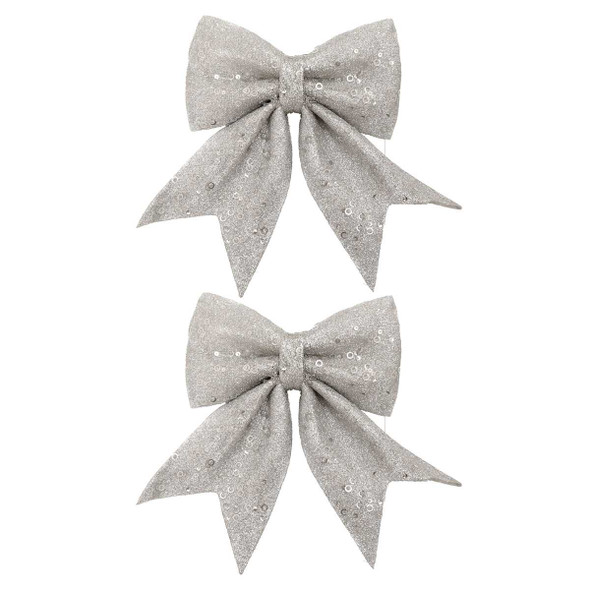 Silver Sequin Bows (2 Pack)