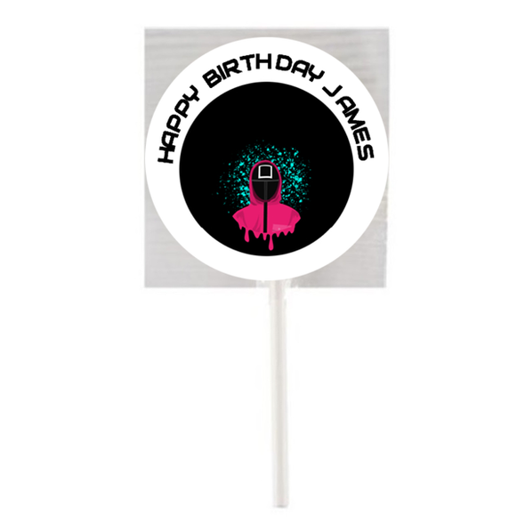 Personalised Squid Games Mask Lollipops (15 Pack)
