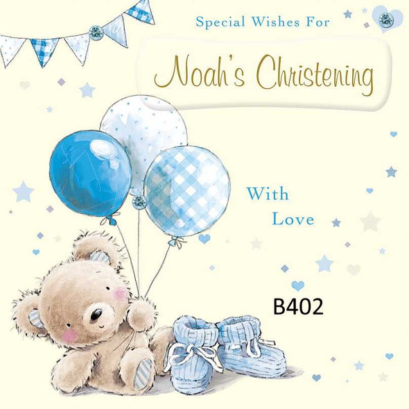 Personalised Teddy Baby Boy Card