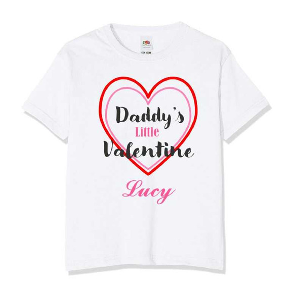 Personalised Daddy's Little Valentine Kids T-Shirt