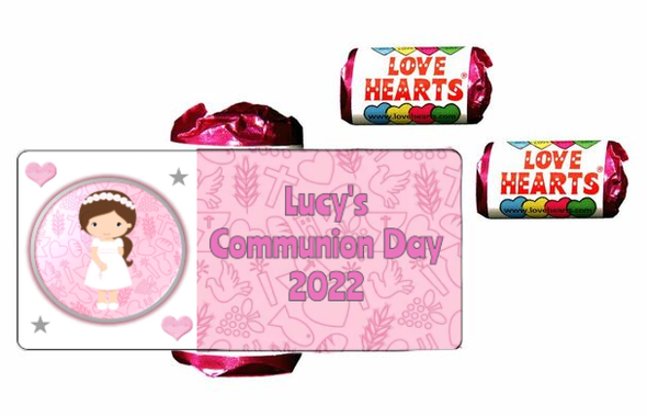 Personalised Girl's Communion Lovehearts (9 Pack)