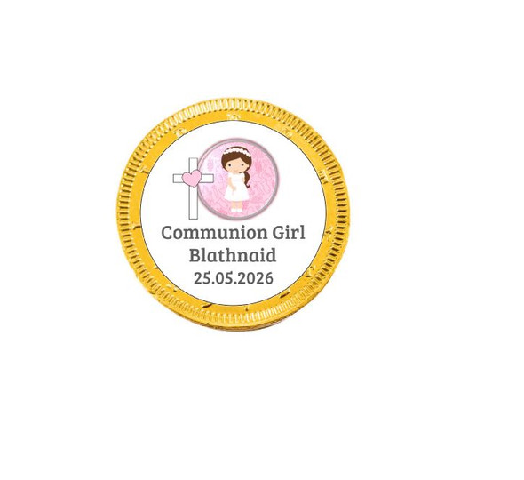 Personalised Girl's Communion Chocolate Coins (15 Pack)