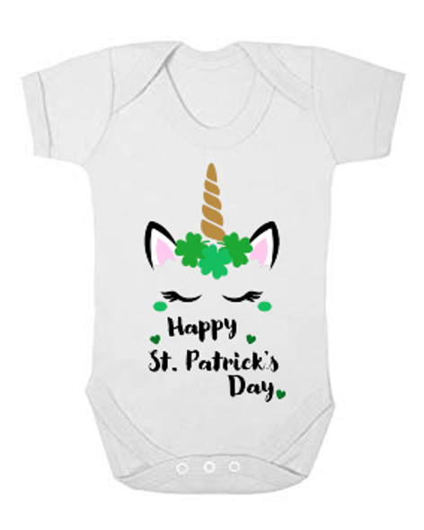 Personalised Unicorn Paddy's Day Baby Vest