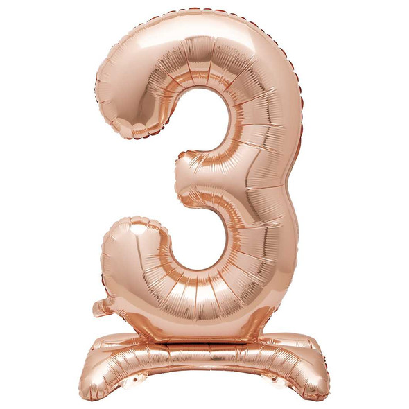 Number 3 Standing Rose Gold Balloon