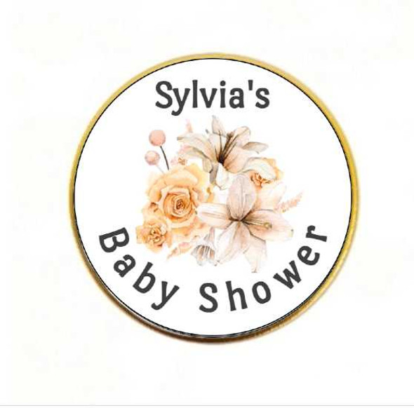 Personalised Baby Shower Floral Chocolate Coins (15 Pack)