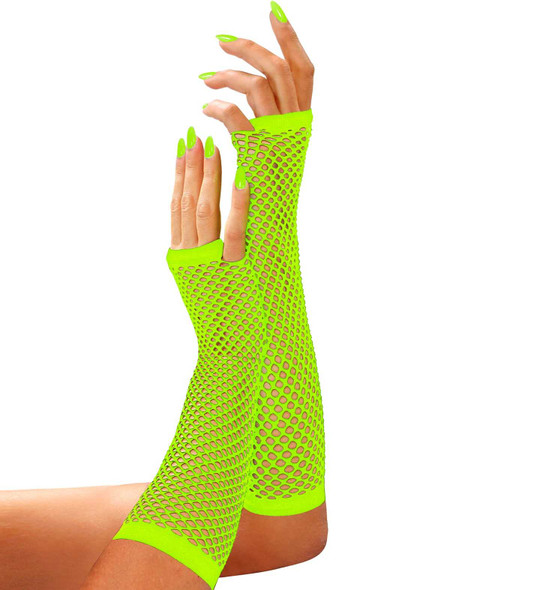 Neon Green Fishnet Gloves