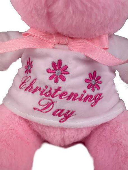 Personalised Pink Christening Day Teddy Close Up