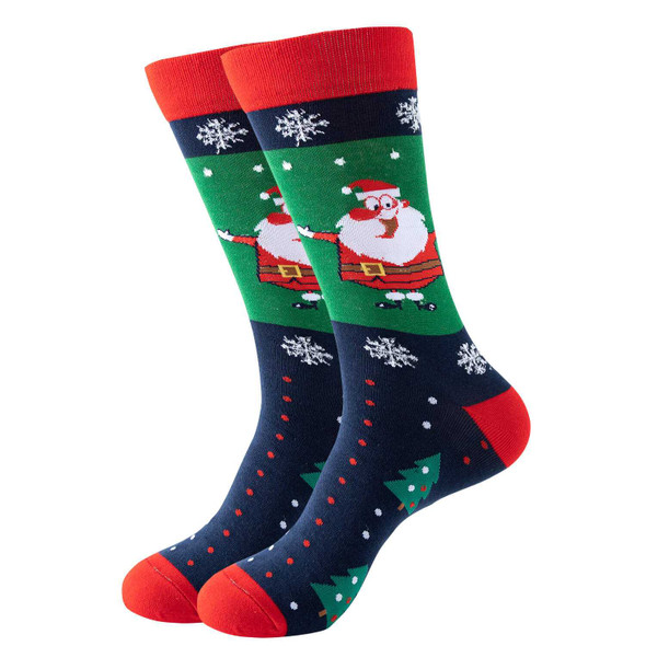 Navy Santa Christmas Socks
