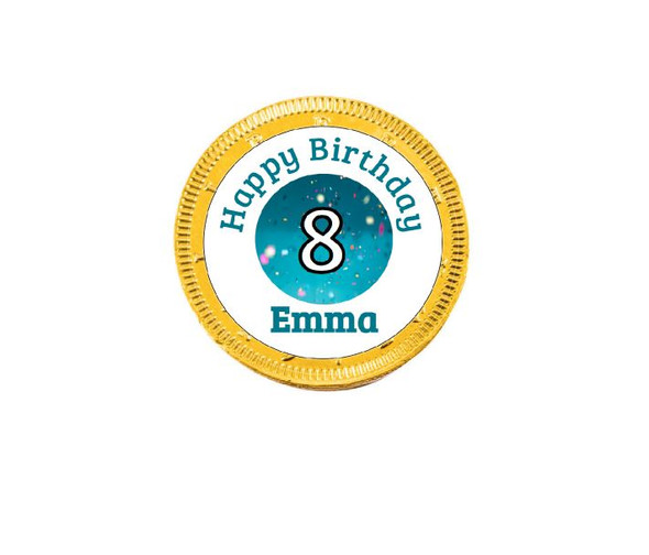 Personalised Blue Birthday Chocolate Coins (15 Pack)