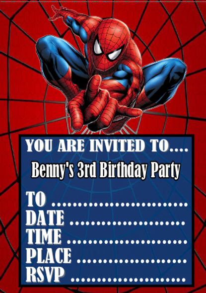 Personalised Spider Invitations