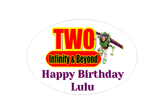 Personalised Two Infinity & Beyond Oval Labels (8 Pack)