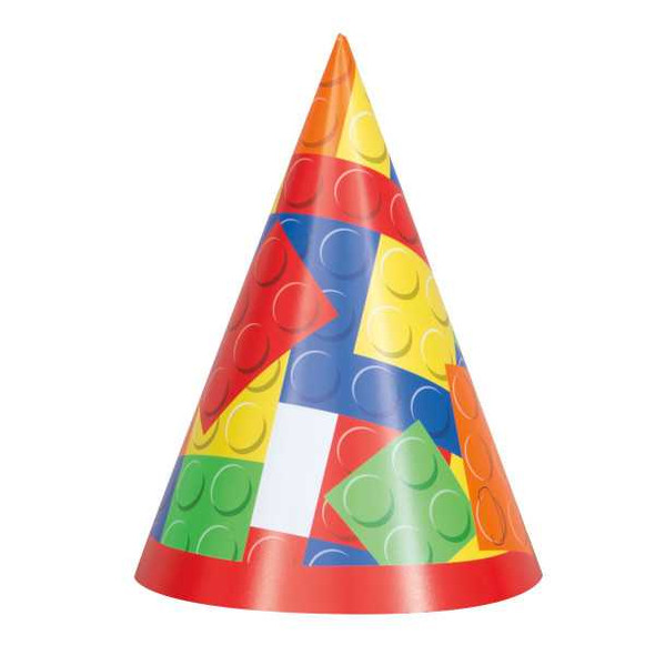 Building Blocks Birthday Party Hats (8 Pack)