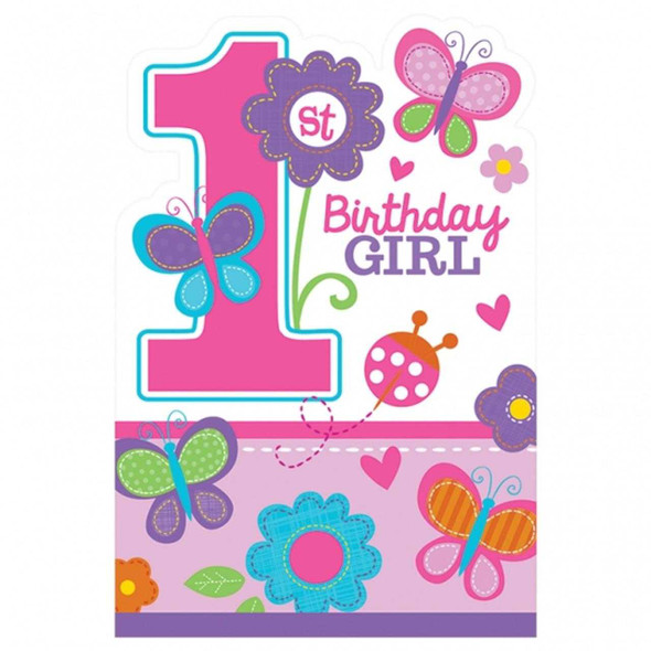 Sweet 1st Birthday Girl Invites (8 Pack)