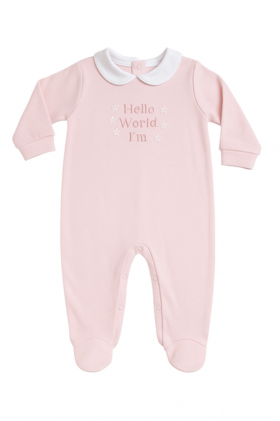 Personalised Embroidery Pink Hello World Romper