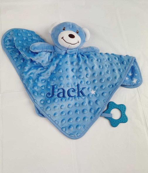 Personalised Embroidery Blue Baby Comforter