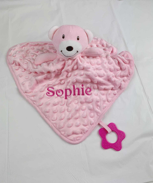 Personalised Embroidery Pink Baby Comforter