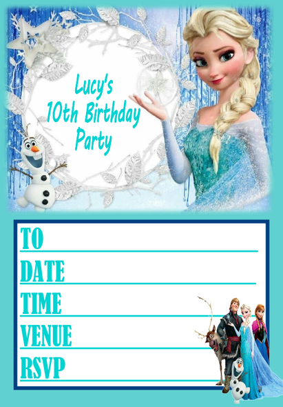 Personalised Ice Princess Party Invitations
