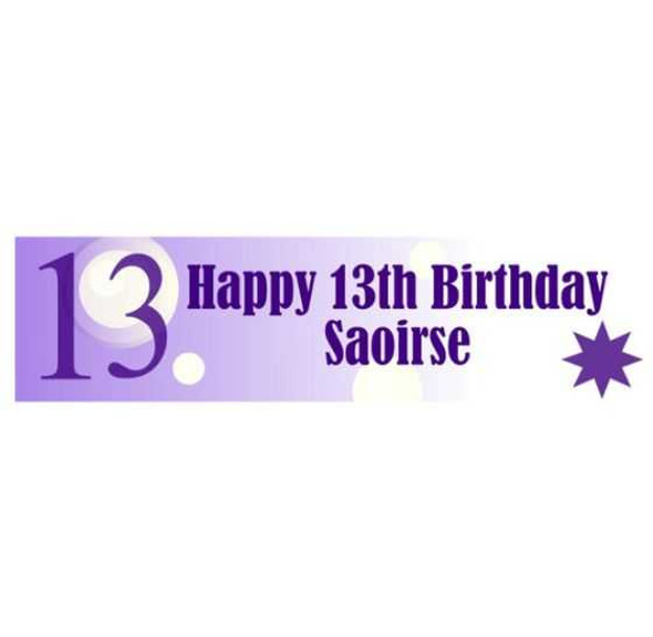 Personalised 13th Purple Birthday Banner