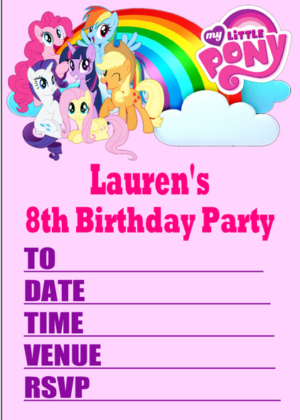 Personalised Ponies Invitations (16 Pack)