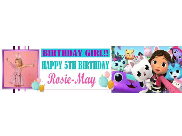 Personalised Dollhouse Birthday Banner with Photo