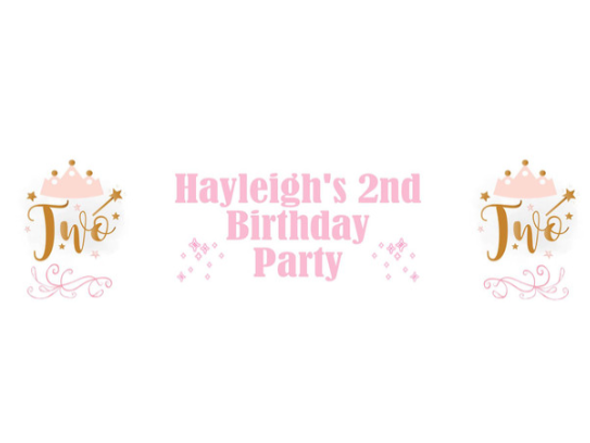 Personalised 2nd Pink Tiara Birthday Banner