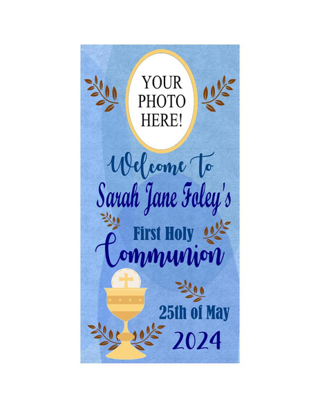 Personalised Vinyl Welcome Boys Communion Door Banner with Photo