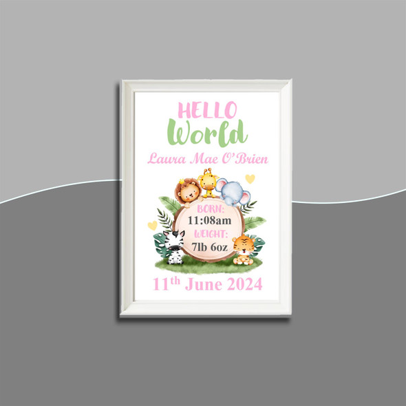 Personalised Safari Girl Frame