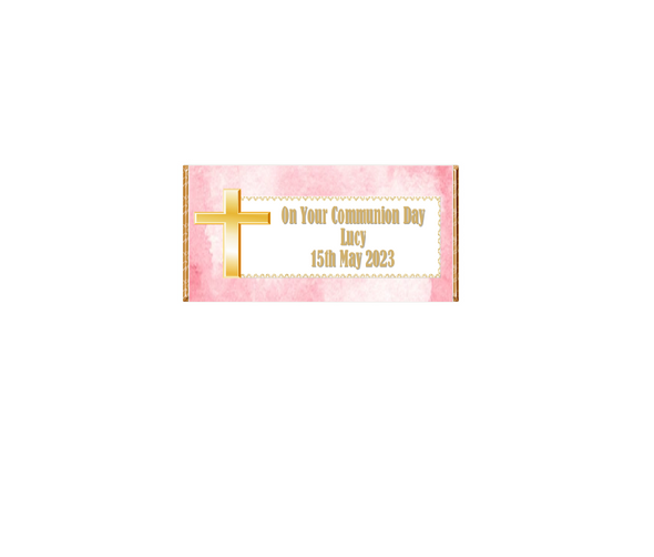 Communion Pink Cross Chocolate Bar