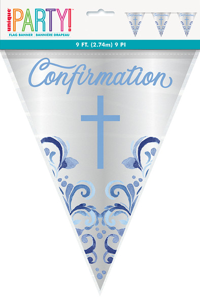 Elegant Blue Cross Confirmation Flag Banner