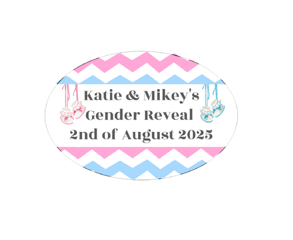 Personalised Gender Reveal Oval Labels