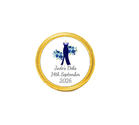Personalised Blue Debs Chocolate Coins (15Pack)