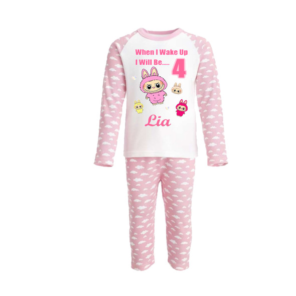 Personalised Pink Cloud Labubu Dolls Pyjamas
