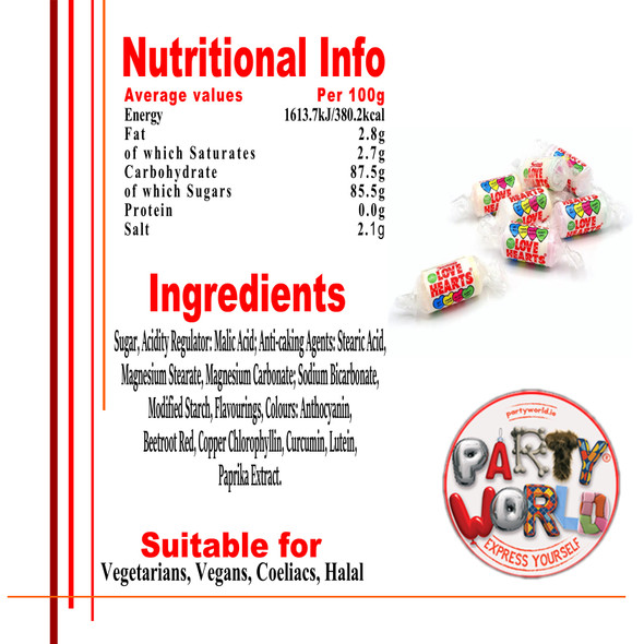 Personalised Girls Soccer Loveheart Sweets Ingredients