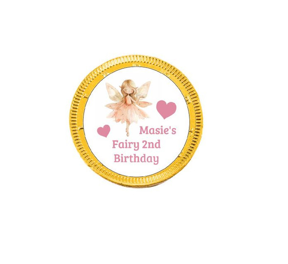 Personalised Fairy Birthday Chocolate Coins