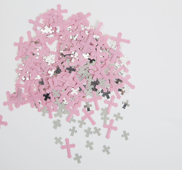 Pink & Silver Cross Confetti Pink & Silver Cross Confetti