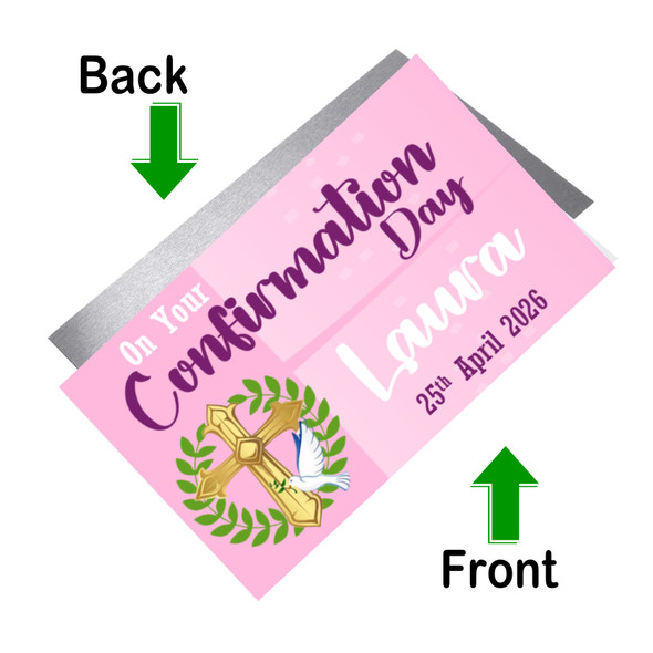 Personalised Pink Confirmation Cake Topper Front