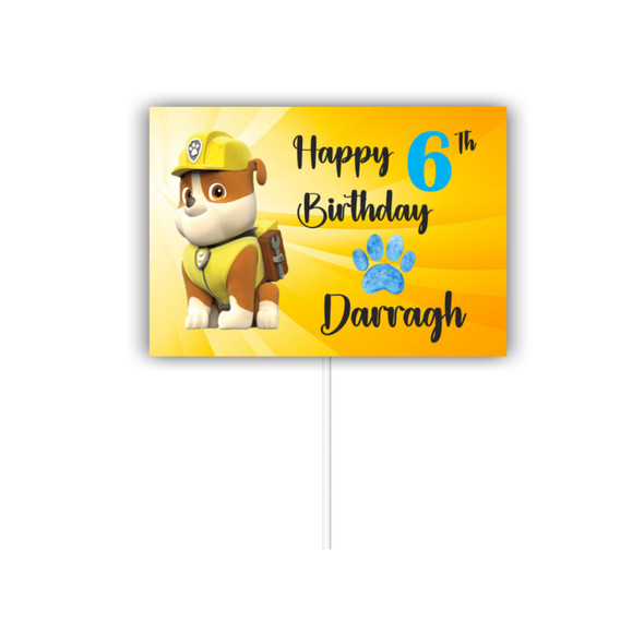Personalised Paw Patrol Rubble Cake Topper