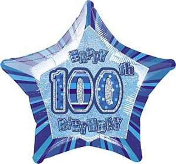 Blue 100th Star Foil Balloon