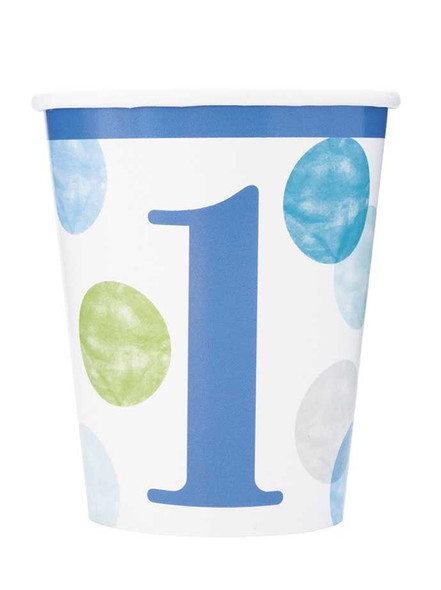 Blue Dots 1st Birthday Cups