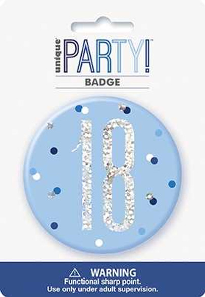 Blue Glitz 18th Badge