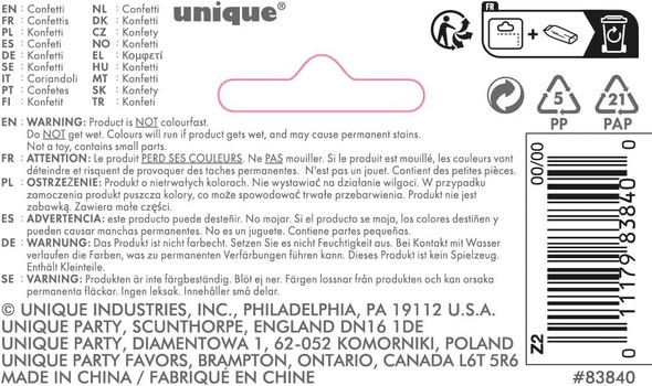 Blue Prismatic 40th Birthday Confetti Size Guide & Safety Instructions