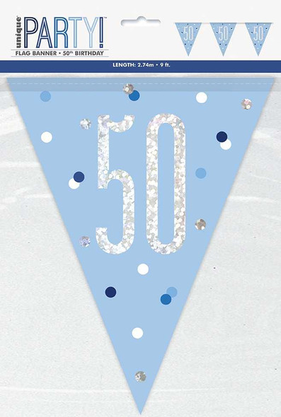 Blue Glitz 50th Bunting