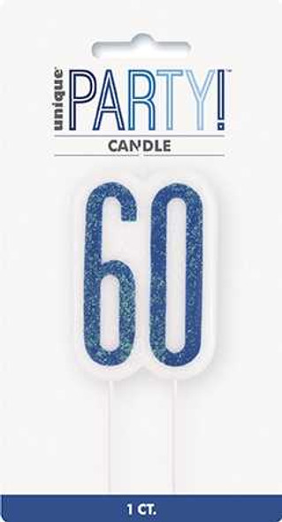 Blue Glitz 60th Candle