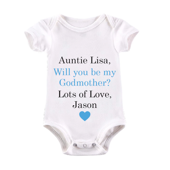 Personalised Will you be my Godmother Baby Vest