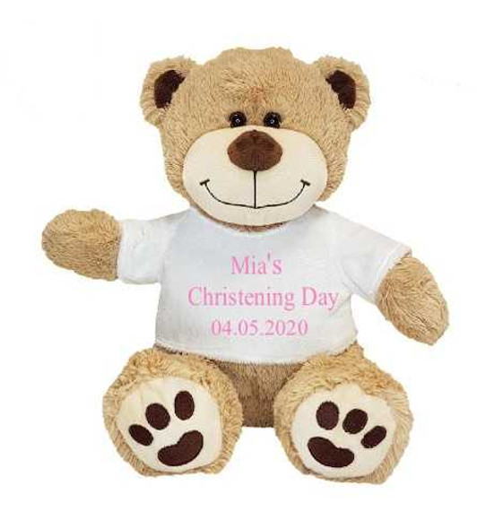 Personalised Embroidery Small Brown Christening Girl Teddy Bear